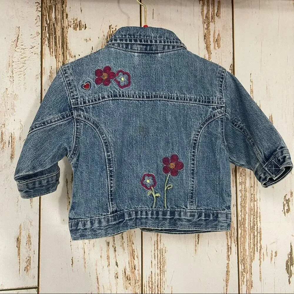 Osh Kosh BGosh, Denim Embroidered Jacket. Size 12 Mo. In good used condition!